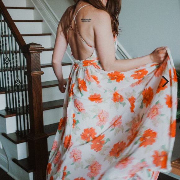 White Floral Maxi Dress - Picture 3 of 6